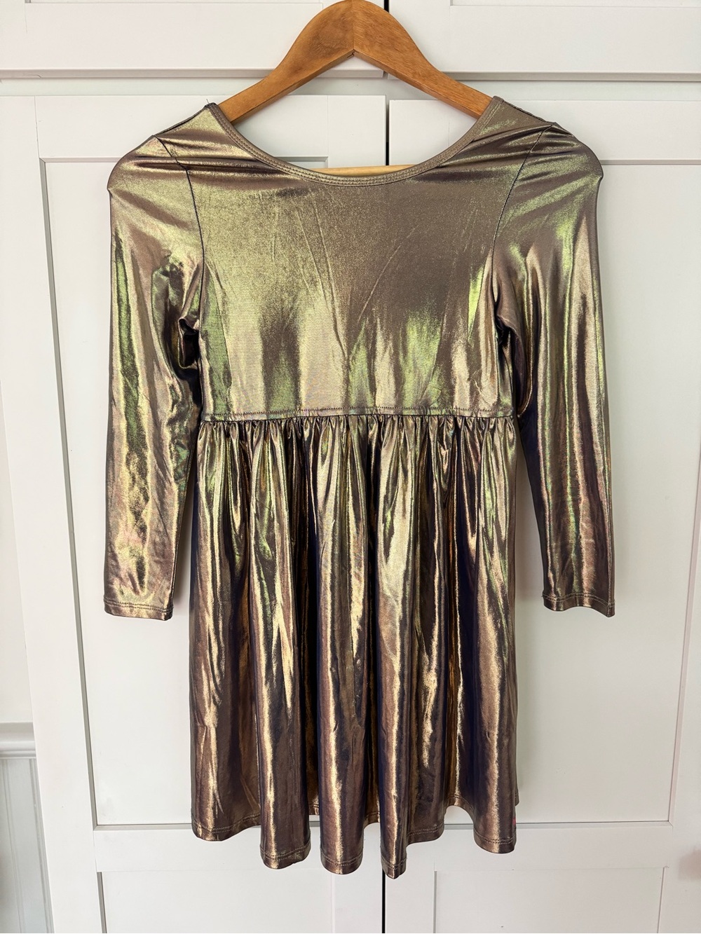 Pink Chicken Gold Lamé twirl dress